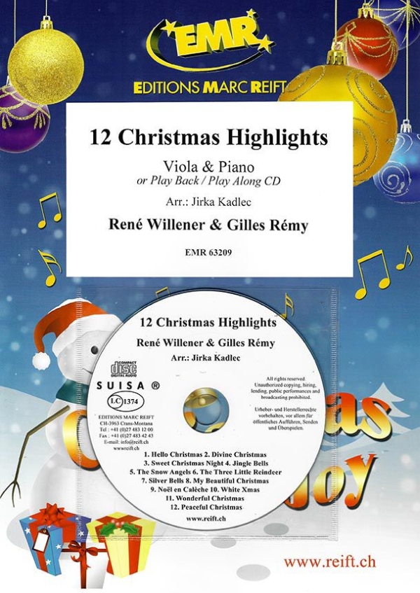 12 Christmas Highlights (+CD)  für Viola und Klavier  