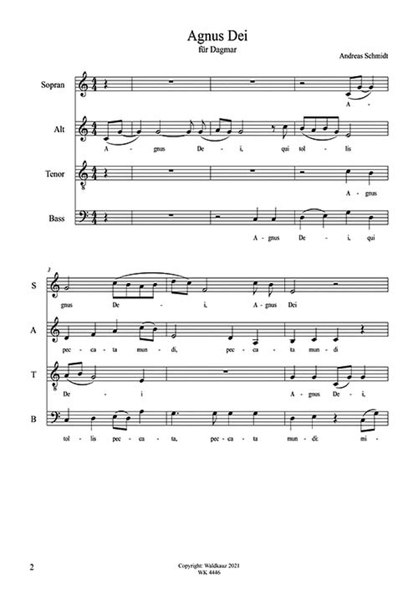 Agnus Dei - für Chor SATB a cappella    