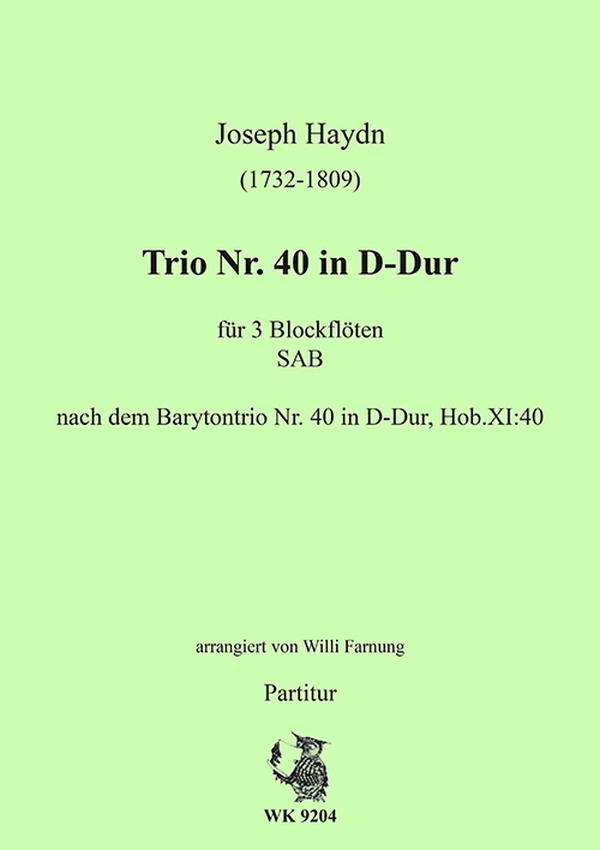 Trio Nr.40 in D-Dur&nbsp;&nbsp;für 3 Blockflöten (SAB)&nbsp;&nbsp;Partitur und Stimmen