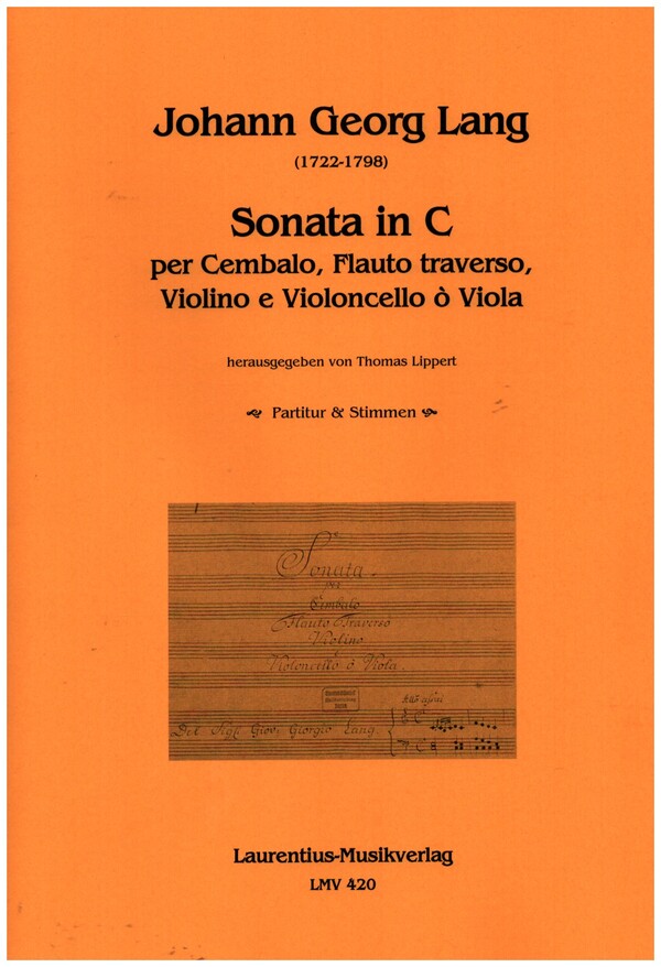 Sonata in C  für Cembalo, Flöte, Violine, Violoncello oder Viola  Partitur und Stimmen