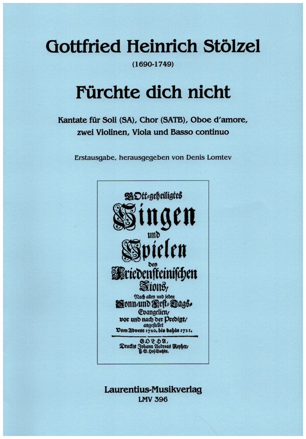 Fürchte dich nicht  für Soli (SA), gem Chor, Oboe d'amore, 2 Violinen, Viola und Bc  Partitur