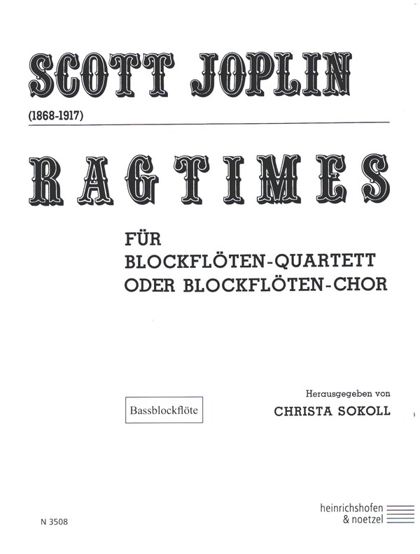 Ragtimes  für 4 Blockflöten (SATB)  Bassblockflöte