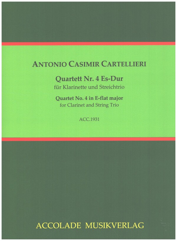 Quartett Nr.4 Es-Dur  für Klarinette, Violine, Viola und Violoncello  Partitur und Stimmen