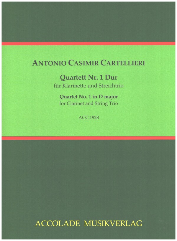 Quartett Nr.1 D-Dur  für Klarinette, Violine, Viola und Violoncello  Partitur und Stimmen