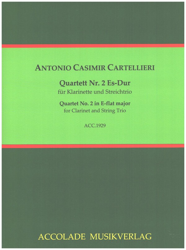 Quartett Nr.2 Es-Dur  für Klarinette, Violine, Viola und Violoncello  Partitur und Stimmen