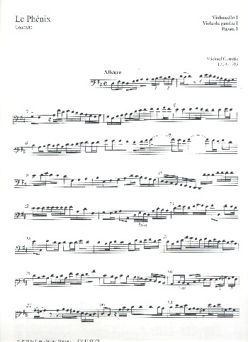Le Phénix  für 4 Violoncelli (Fagotte, Violen da gamba) (Orgel ad lib)  1. Stimme