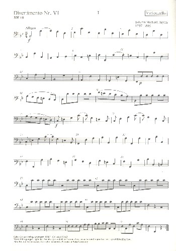 Divertimento Nr.6 MH10  für 2 Violinen und Violoncello  Violoncello