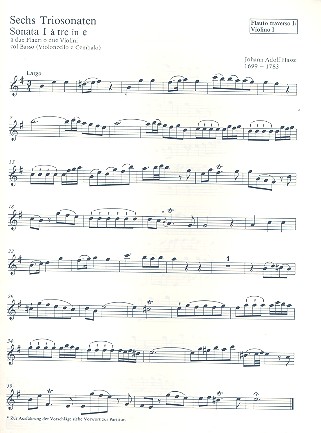 6 Triosonaten  für 2 Flöten (Violinen) und Bc  Flöte 1/Violine 1