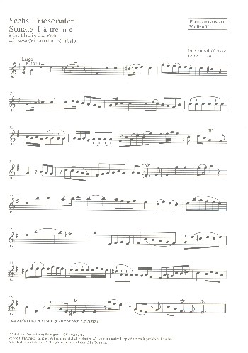 6 Triosonaten für 2 Flöten oder  Violinen und Bc  Flöte/Violine 2