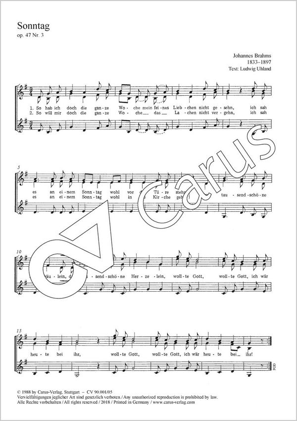 Sonntag&nbsp;&nbsp;Coro SATB&nbsp;&nbsp;P