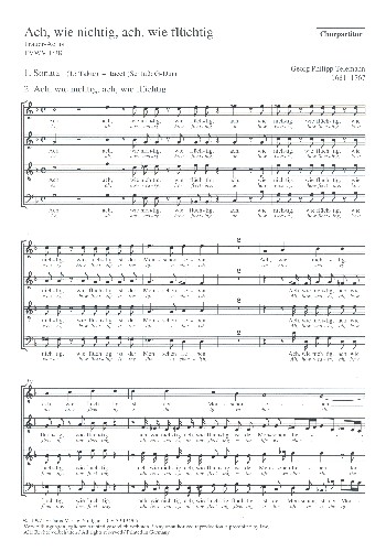 Ach wie nichtig ach wie flüchtig TWV1:38&nbsp;&nbsp;für Soli, gem Chor und Orchester&nbsp;&nbsp;Chorpartitur