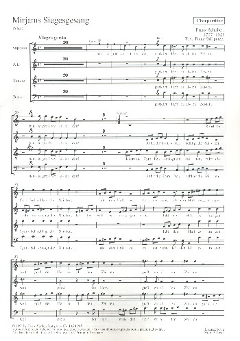 Mirjams Siegesgesang&nbsp;&nbsp;für Sopran, gem Chor und Klavier&nbsp;&nbsp;Chorpartitur