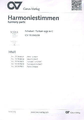 Tantum ergo C-Dur D739 für gem Chor&nbsp;&nbsp;und Orchester&nbsp;&nbsp;Harmoniestimmen