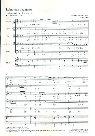 Lehre uns bedenken&nbsp;&nbsp;für gem Chor (SSATB) und Bc&nbsp;&nbsp;Partitur (dt/en)