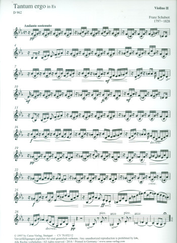 Tantum ergo Es-Dur D962&nbsp;&nbsp;für Soli, gem Chor und Orchester&nbsp;&nbsp;Violine 2