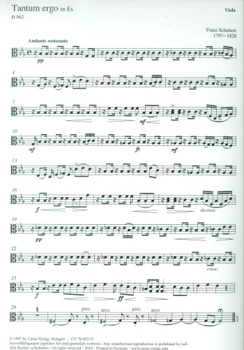 Tantum ergo Es-Dur D962&nbsp;&nbsp;für Soli, gem Chor und Orchester&nbsp;&nbsp;Viola