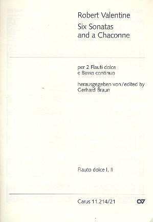 6 Sonatas and a Chaconne  per 2 flauti dolce alto e bc  flauti dolce 1 e 2