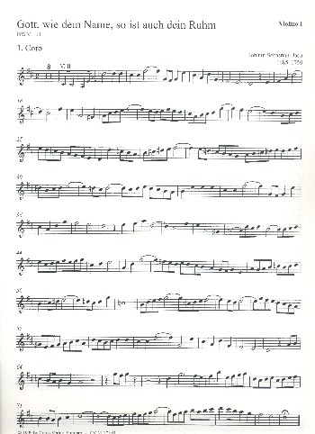 Gott wie dein Name so ist auch dein Ruhm&nbsp;&nbsp;Kantate Nr.171 BWV171&nbsp;&nbsp;Violine 1
