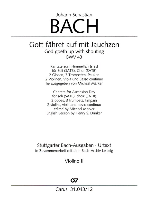 Gott fähret auf mit Jauchzen&nbsp;&nbsp;Kantate Nr.43 BWV43&nbsp;&nbsp;Violine 2