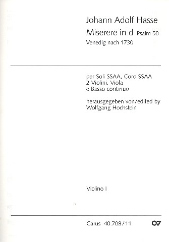 Miserere in d-Moll&nbsp;&nbsp;für Soli (SSAA), Frauenchor, 2 Violinen, Viola und Bc&nbsp;&nbsp;Violine 1