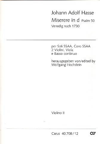 Miserere d-Moll&nbsp;&nbsp;für Soli (SSAA), Frauenchor, 2 Violinen, Viola und Bc&nbsp;&nbsp;Violine 2