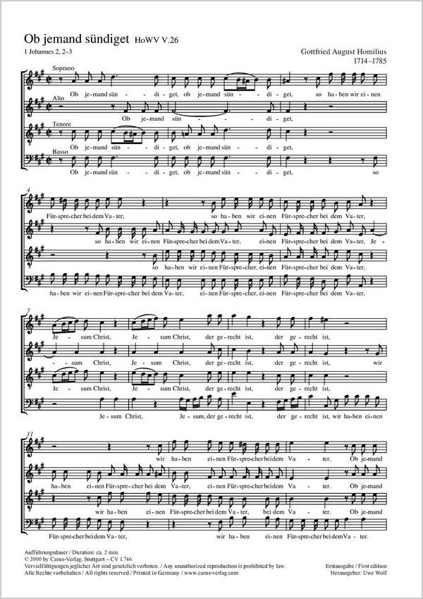 Homilius: Ob jemand sündiget, Siehe, des H    P