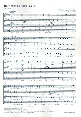 Herr wenn Trübsal da ist für gem Chor  a cappella  Partitur