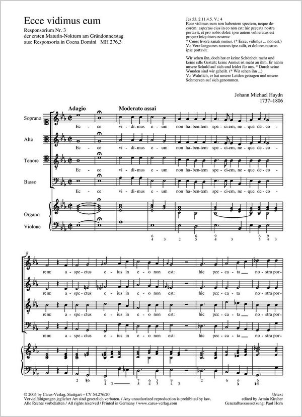 Ecce vidimus eum  Coro SATB, (Bc)  P