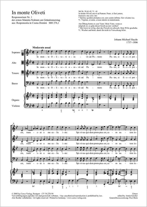 Haydn, J.M.: In monte Oliveti, Tristis est anim    P