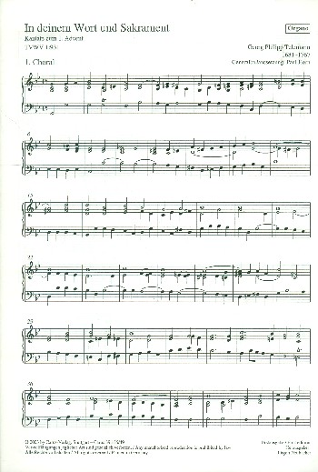 In deinem Wort und Sakrament TWV1:931&nbsp;&nbsp;für gem Chor, Streicher und Bc&nbsp;&nbsp;Orgel