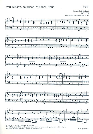 Wir wissen so unser irdisches Haus  für gem Chor und Orgel  Orgel