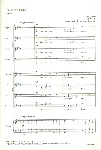 I saw the Lord&nbsp;&nbsp;Coro SATB/SATB, Org&nbsp;&nbsp;P