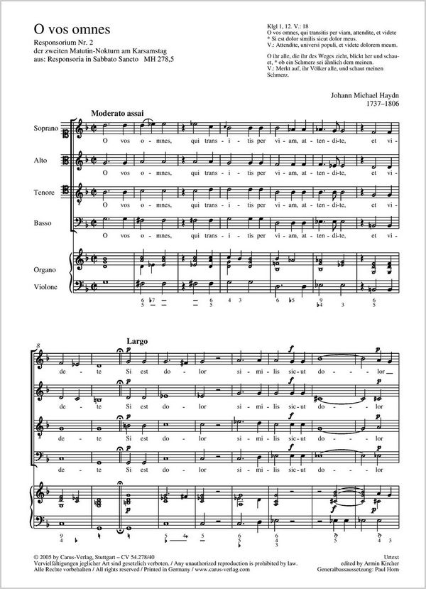 Haydn, J.M.: O vos omnes, Astiterunt reges terr    P