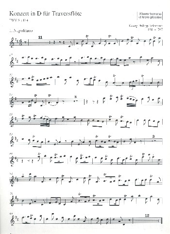 Konzert D-Dur TWV51:D4&nbsp;&nbsp;für Flöte, 2 Violinen, Viola und Bc&nbsp;&nbsp;Flötenstimme