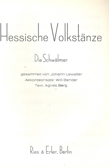 Die Schwälmer&nbsp;&nbsp;für Akkordeon (Klavier)&nbsp;&nbsp;