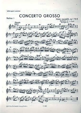 Concerto grosso op.1,6  für Streichorchester und Bc  Stimmenset (3-3-2-3)