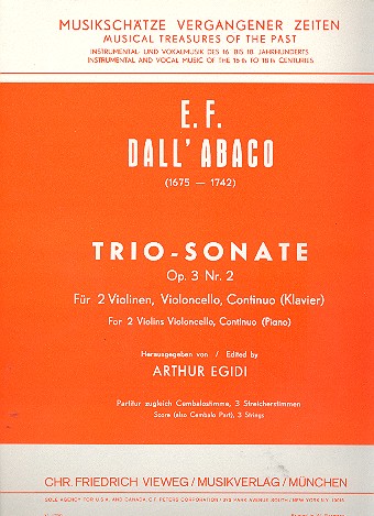 Trio-Sonate op.3,2  für 2 Violinen, Violoncello und Bc (Klavier)  Partitur und Stimmen (Bc ausgesetzt)