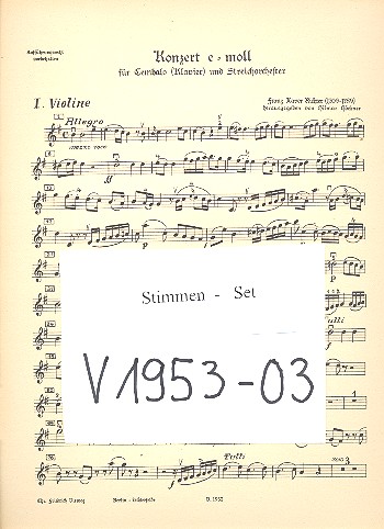 Konzert e-Moll  für Cembalo (Klavier) und Streichorchester  Stimmensatz (3-3-2-2-1)