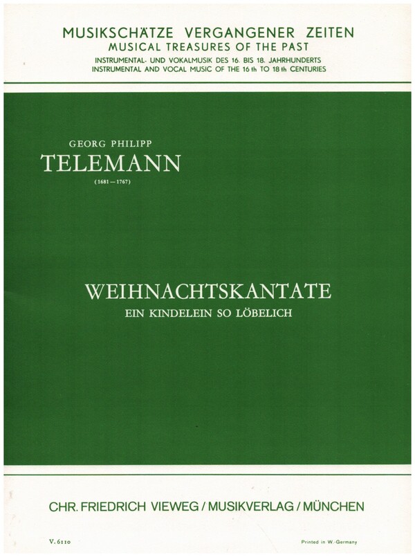 Weihnachtskantate 'Ein Kindelein so löblich'  für Soli, gem Chor, Streicher und Orgel  Partitur (= Orgel)