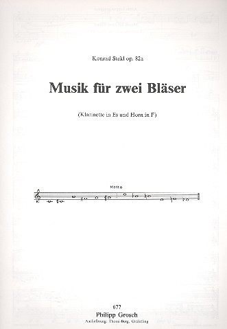 Musik für 2 Bläser op. 82a  für Klarinette in Es und Horn in F  2 Spielpartituren