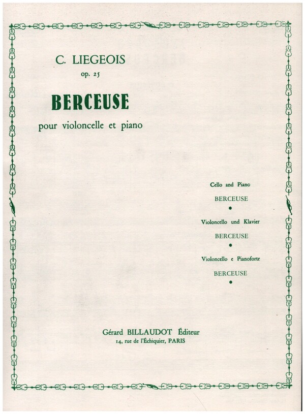 Berceuse op.25 no.3  pour violoncelle et piano  