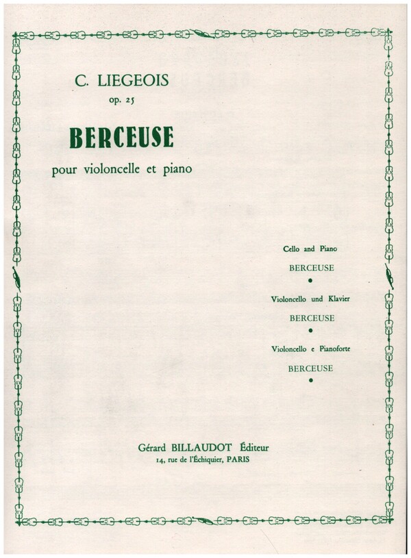 Berceuse op.25 no.3&nbsp;&nbsp;pour violoncelle et piano&nbsp;&nbsp;