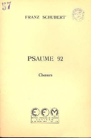 Psaume 92 for baritone and mixed chorus&nbsp;&nbsp;a cappella&nbsp;&nbsp;score (hebr)