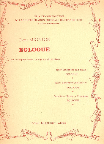 Eclogue pour saxophone ténor (soprano)&nbsp;&nbsp;et piano&nbsp;&nbsp;