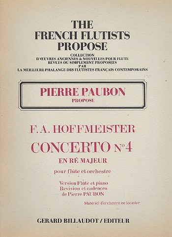 Concerto en ré majeur no.4 pour flute  et orchestre pour flute et piano  
