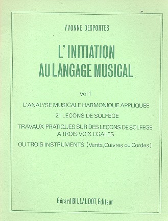 L'Initiation au langage musical vol.1&nbsp;&nbsp;&nbsp;&nbsp;