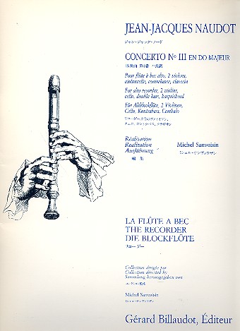 Concerto en do majeur no.3 pour flûte&nbsp;&nbsp;à bec et instruments&nbsp;&nbsp;partition et parties