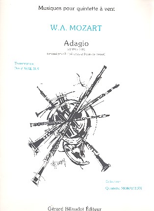 Adagio KV484a (411)&nbsp;&nbsp;pour flute, hautbois, clarinette, cor et basson&nbsp;&nbsp;partition et parties