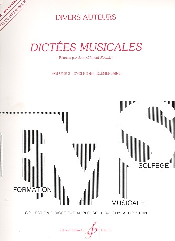 Dictees musicales vol.3&nbsp;&nbsp;livre de professeur&nbsp;&nbsp;