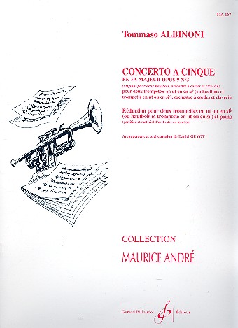 Concerto a cinque en fa majeur op.9,3&nbsp;&nbsp;pour 2 trompettes et piano (orgue)&nbsp;&nbsp;parties